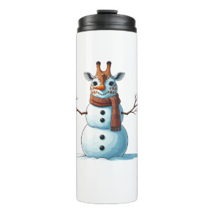 Garrafa Térmica Girafa Engraçada Snowman Scarf Mulheres de Natal M