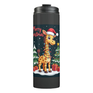 Garrafa Térmica Girafa Feliz Natal Iluminação da Árvore de Natal P