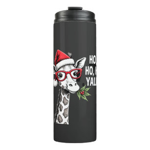 Garrafa Térmica Girafa Fofa Com Chapéu de Papai Noel Feliz Natal G