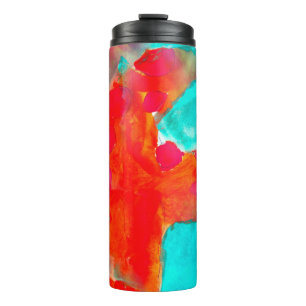 Garrafa Térmica Girafa sem costura, azul, cor d'água laranja