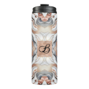 Garrafa Térmica Girassol Rosa Dourado Silver e Marble Branco