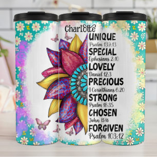 Garrafa Térmica Girassol: Único, Amado, Afirmado Biblicamente