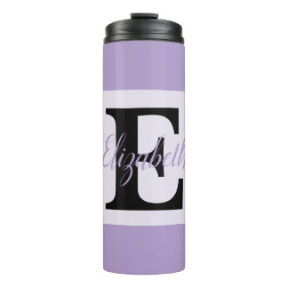 Garrafa Térmica Girly Monogramas e Nome roxo rosa Bagagem
