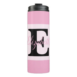 Garrafa Térmica Girly Monogramas e Nome roxo rosa Bagagem