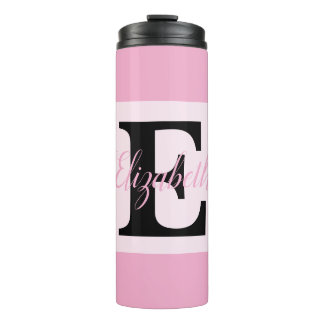 Garrafa Térmica Girly Monogramas e Nome roxo rosa Bagagem