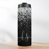 Glam Black Silver Glitter Monograma