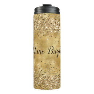 Garrafa Térmica Glam Dourado Glitter Confetti
