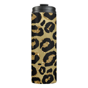 Garrafa Térmica *~* Glam LEOPARD Tumbler Térmico DOURADO Glitter