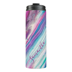 Garrafa Térmica Gliteria Abstrato Purple Teal Personalizada