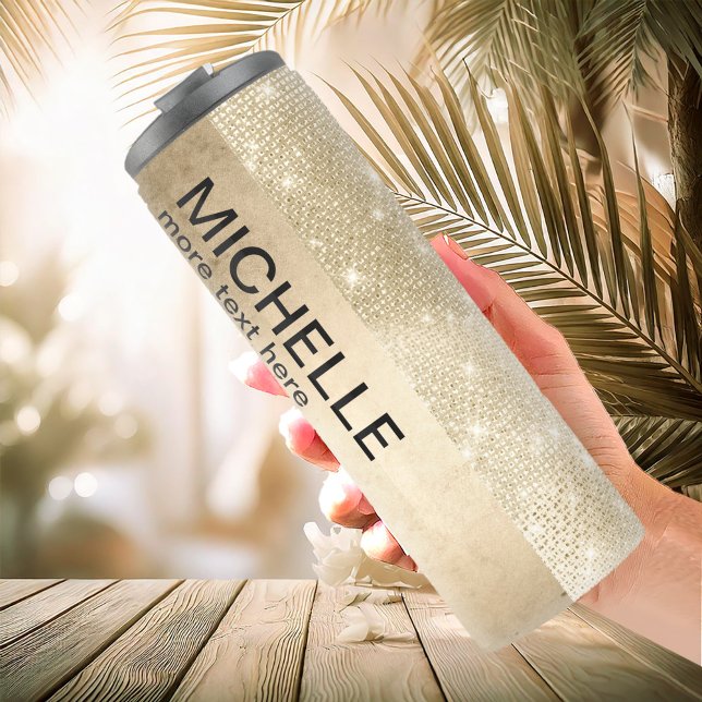 Garrafa Térmica Glitter and Shine Name Dourado ID673 (Criador carregado)