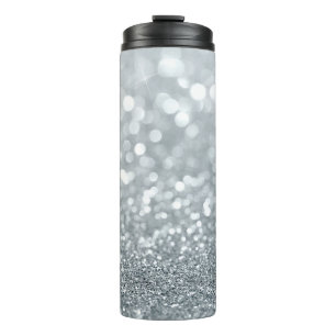 Garrafa Térmica Glitter branco Bokeh Glam Sparkle