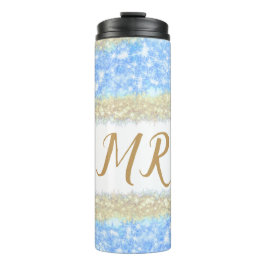 Garrafa Térmica glitter dourado azul glitter glitter nome monogram