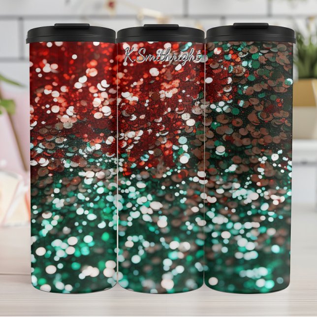 Garrafa Térmica Glitter Dourado Brilhante de Natal  (Criador carregado)