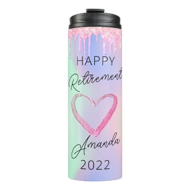 Garrafa Térmica Glitter Rosa Coloca Dica De Aposentação Para Ela (Frente)