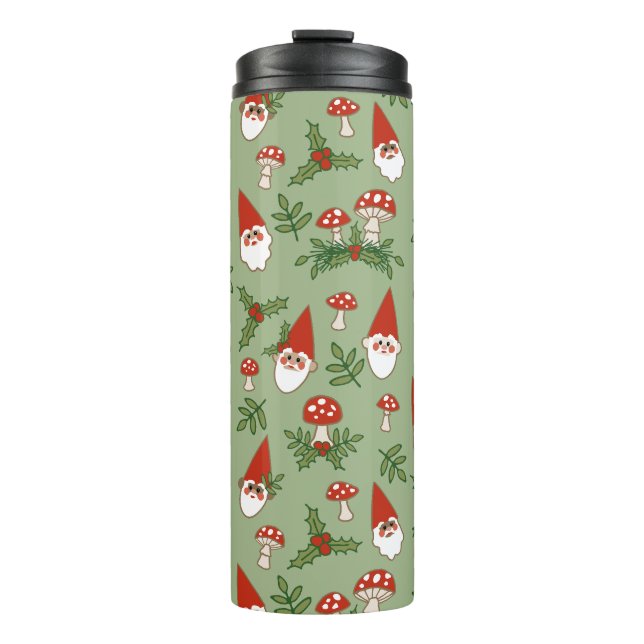 Garrafa Térmica Gnomes and Mushrooms on Celadon Thermal Tumbler (Frente)