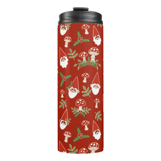 Garrafa Térmica Gnomes and Mushrooms on Cranberry Thermal Tumbler (Frente)