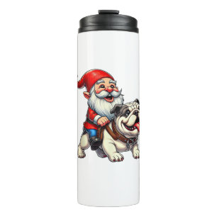 Garrafa Térmica Gnomo Riding English Bulldog Natal Xmas Boys G