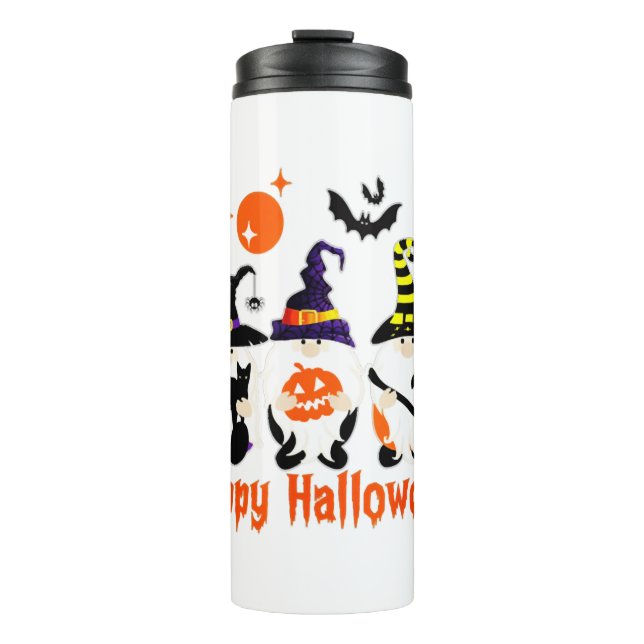 Garrafa Térmica Gnomos das Halloween Cai o outono da Abóbora (Frente)