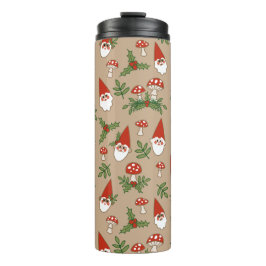 Garrafa Térmica Gnomos e Cogumelos no Feriado em Tan Woodland