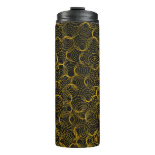 Garrafa Térmica golden geometric pattern on a black background. Vi