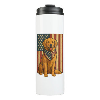 Garrafa Térmica Golden Retriever Bandeira Americana