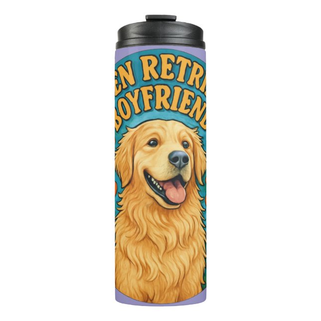 Garrafa Térmica Golden Retriever Boyfriend Funny Retro Dog Lover (Frente)