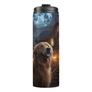 Garrafa Térmica Golden Retriever Dia das Bruxas Assustador