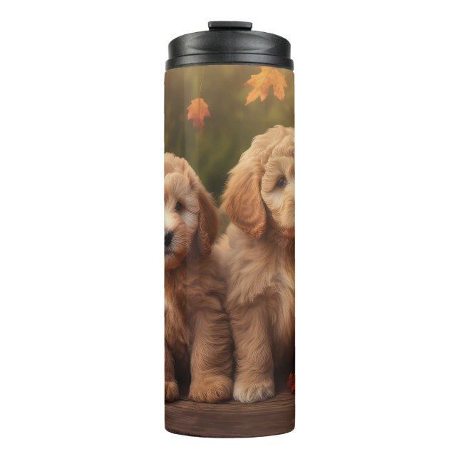 Garrafa Térmica Goldendoodle Puppy Autumn Delight Pumpkin (Frente)