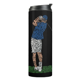 Garrafa Térmica Golfer Golf Golf Typografia Tumbler Térmico
