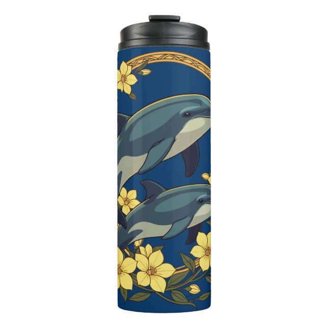 Garrafa Térmica Golfinhos-Nariz-de-Garrafa Com Flores de Jasmim Am (Frente)