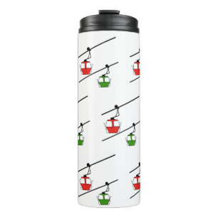 Garrafa Térmica gondolas vermelhas e verdes nos batedores térmicos