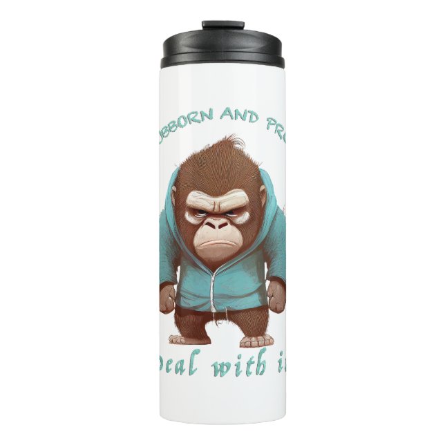 Garrafa Térmica Gorilla Stubborn Lida Com Ele Engraçado Adorável (Frente)