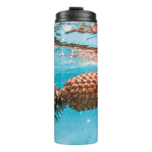 Garrafa Térmica Gotas de água em planta castanha