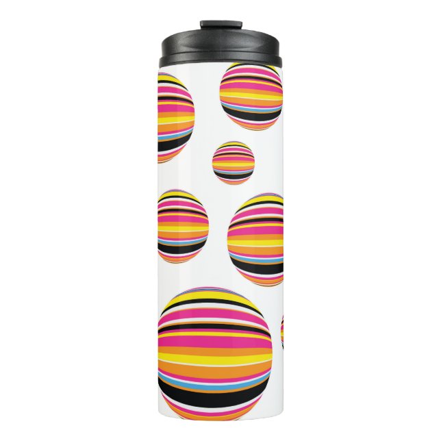 Garrafa Térmica gotas de chuva com abstrato striped padrão contínu (Frente)