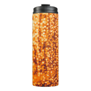 Garrafa Térmica Gotas de chuva laranja no vidro, fundo de abstrato