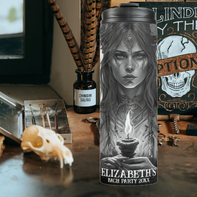 Garrafa Térmica Gothic Wedding Bachelorette Party Customized Witch (Criador carregado)