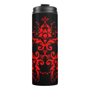 Garrafa Térmica Gótico Vermelho Romântico Vintage Damask