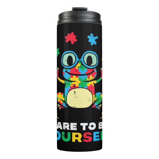 Garrafa Térmica Grab this cute Puzzle Frog Dare To Be Yourself T-S (Frente)