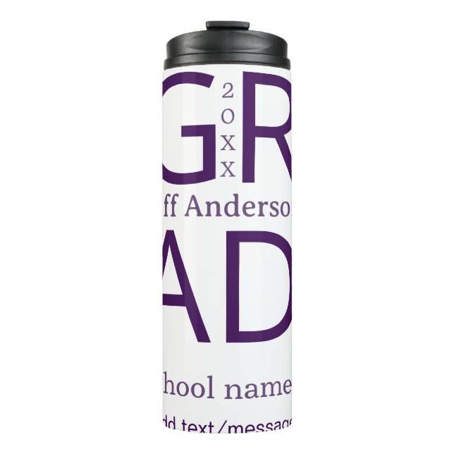 Garrafa Térmica Grad typography modern graduation simple minimal c (Frente)