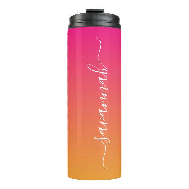 Garrafa Térmica Gradiente rosa e laranja (Frente)