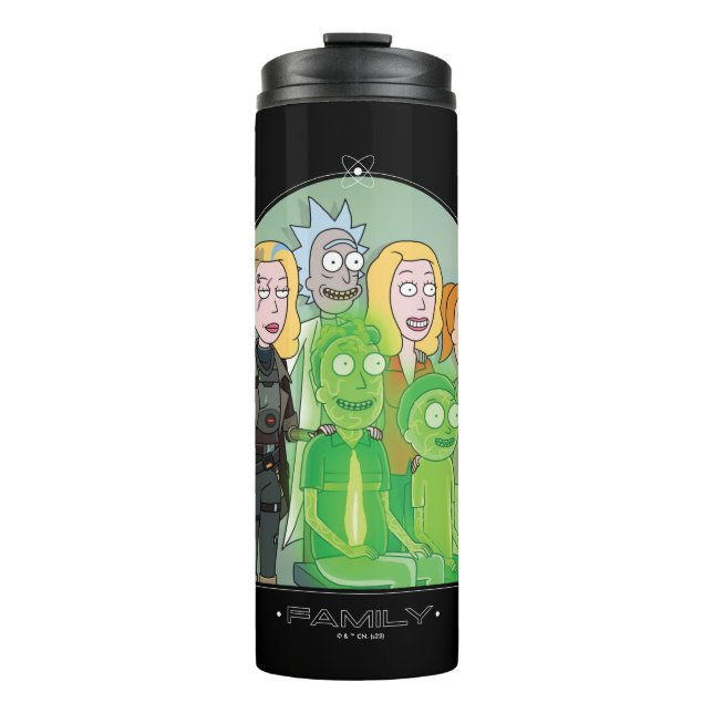 Garrafa Térmica Gráfico da Família de rick e Morty (Frente)