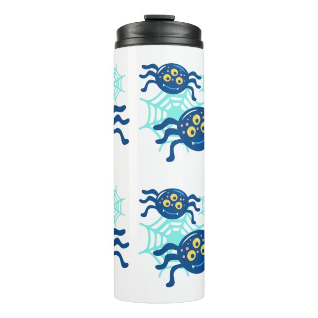 Garrafa Térmica Gráfico de Clipe de Aranha Azul-Cura (Frente)