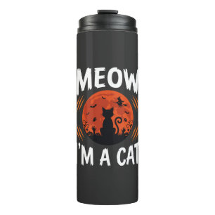Garrafa Térmica Gráficos de Silhueta de Gato de Halloween Engraçad