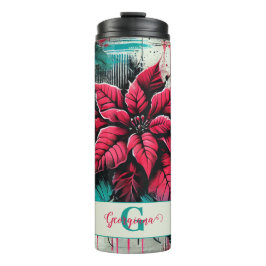 Garrafa Térmica Grafite Grungy Poinsettia Floral Personalizado
