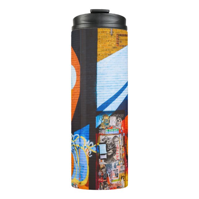 Garrafa Térmica Grafite laranja e azul (Frente)