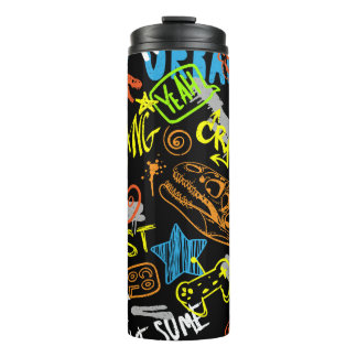 Garrafa Térmica Grafite para rapazes: Resfriamento desenhado à mão