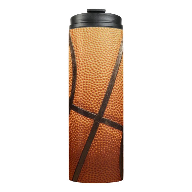 Garrafa Térmica Grande Basquete Laranja, Tumbler Térmico (Frente)