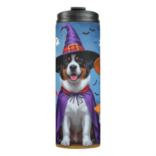 Garrafa Térmica Grande Cachorro Suíço Pumpkin Halloween Engraçado