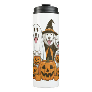 Garrafa Térmica Grande Cão Pyrenees Fantasma Bruxa Halloween Corre