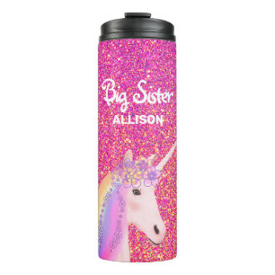 Garrafa Térmica Grande Irmã Unicórnio Cor-de-Rosa Personalizado